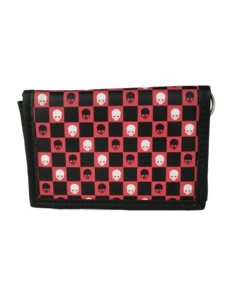 Comprar Cartera Damero Rojo Y Negro Con Calaveras a precio de oferta