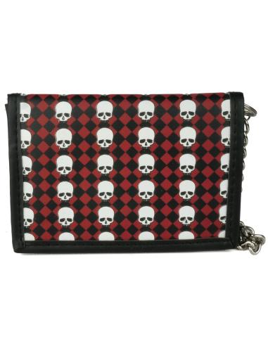 Comprar Cartera Rombos Rojos Y Negros Con Calaveras a precio de oferta