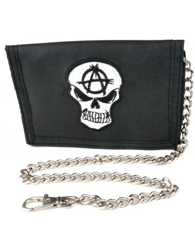 ANARCHY SKULL EMBROIDERED CANVAS WALLET