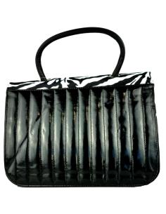 Comprar Bolso Estilo Pin-Up De Charol Negro Con Pelo Tipo Zebra a precio de oferta 2