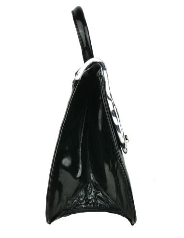 Comprar Bolso Estilo Pin-Up De Charol Negro Con Pelo Tipo Zebra a precio de oferta