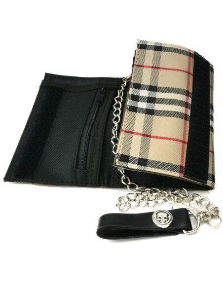 Comprar Cartera Con Cadena Cuadros Beige Remaches Skull a precio de oferta