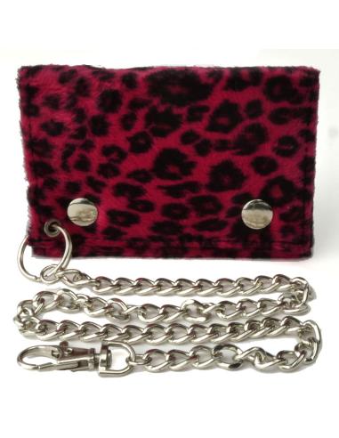 CARTEIRA DE LONA COM CABELO DE LEOPARDO FÚCSIA