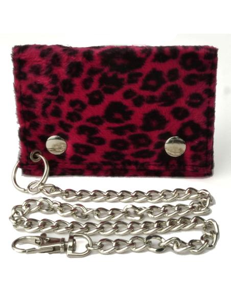 CARTEIRA DE LONA COM CABELO DE LEOPARDO FÚCSIA