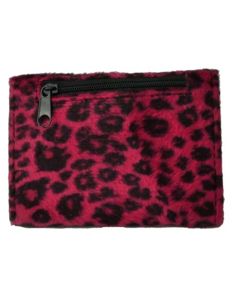 CANVAS WALLET WITH FUCHSIA LEOPARD HAIR