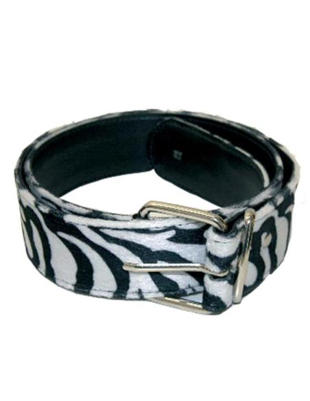 ZEBRA FUR BELT WITH SIMPLE BUCKLE