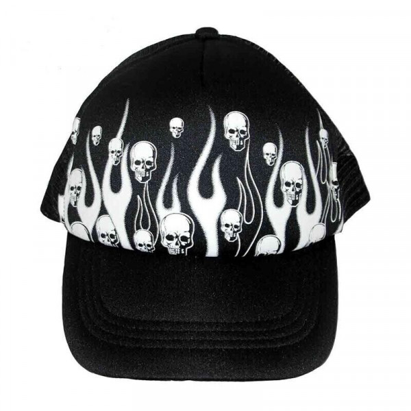 GORRA TIPO CAMIONERO "SKULL AND FLAMES"
