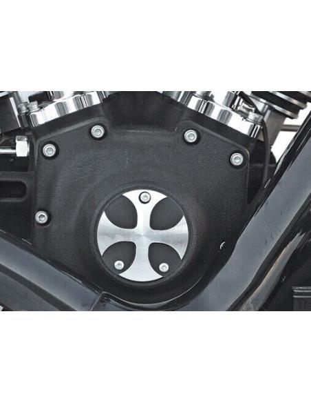 COUVERCLE D'ALLUMAGE EN CROIX NOIR POUR LES MODÈLES HARLEY TWIN CAM