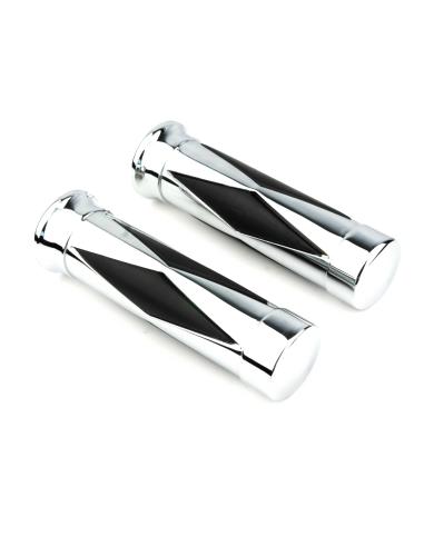 PUNHOS CROMADOS MOD. JOKER 25 MM. COM LOSANGOS DE BORRACHA