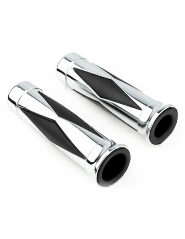 Comprar Puños Cromados Mod. Joker 25 Mm. Con Rombos De Goma a precio de oferta