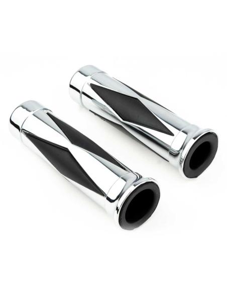 PUNHOS CROMADOS MOD. JOKER 25 MM. COM LOSANGOS DE BORRACHA