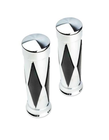 PUNHOS CROMADOS MOD. JOKER 25 MM. COM LOSANGOS DE BORRACHA