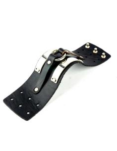 BLACK LEATHER BRACELET WITH CHROME ACCENTS 2