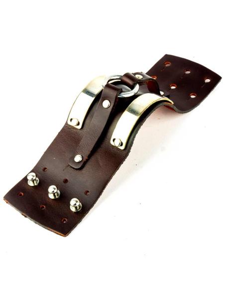 BROWN LEATHER BRACELET WITH CHROME DETAILS