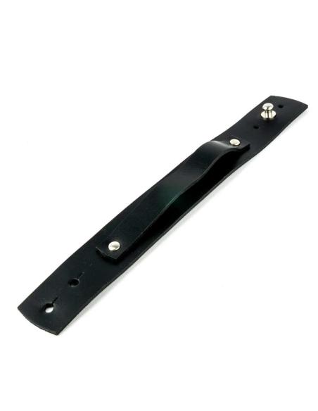 BRACELET EN CUIR NOIR AVEC BANDE DÉCORATIVE