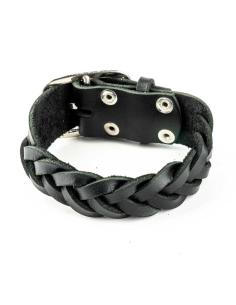 BRACELETE DE COURO TRANÇADO COM FECHO DE FIVELA 2