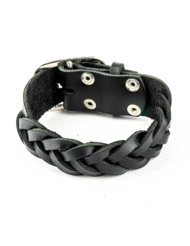 BRACELET EN CUIR TRESSÉ AVEC FERMETURE À BOUCLE