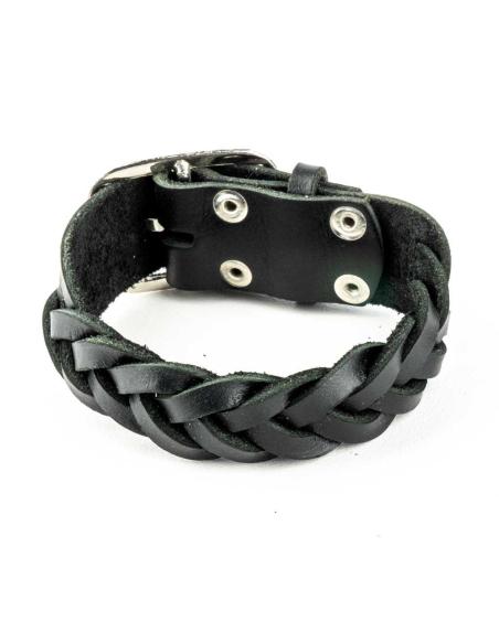 BRACELET EN CUIR TRESSÉ AVEC FERMETURE À BOUCLE