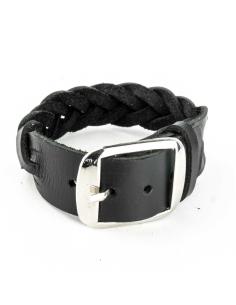 BRACELET EN CUIR TRESSÉ AVEC FERMETURE À BOUCLE