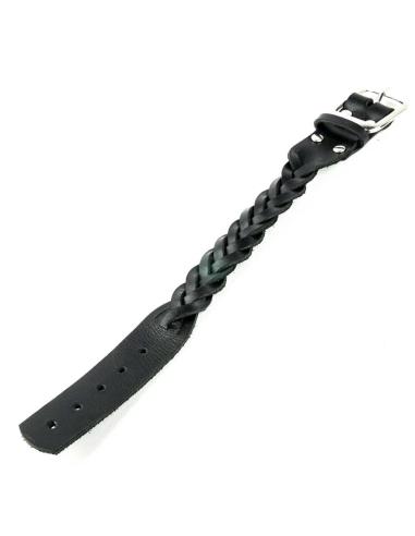 BRACELETE DE COURO TRANÇADO COM FECHO DE FIVELA