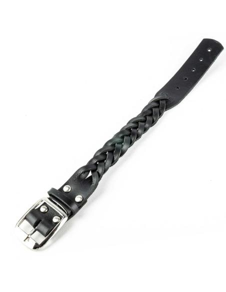 BRACELET EN CUIR TRESSÉ AVEC FERMETURE À BOUCLE
