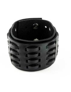 BLACK LEATHER BRACELET ADJUSTABLE LINES