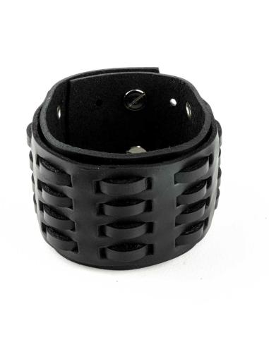 BRACELETE DE COURO PRETO AJUSTÁVEIS LINES