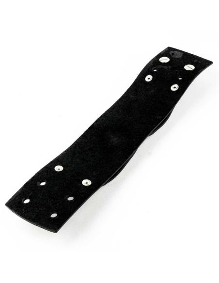 Comprar Pulsera De Cuero Negro Lines Ajustable a precio de oferta