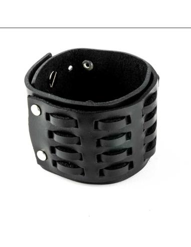 BRACELET EN CUIR NOIR RÉGLABLE LINES