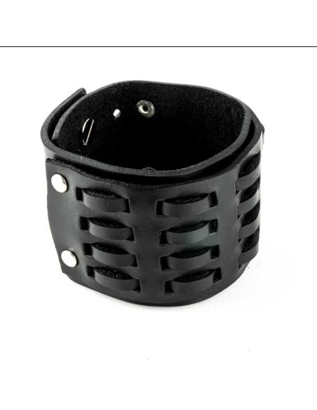 BRACELETE DE COURO PRETO AJUSTÁVEIS LINES