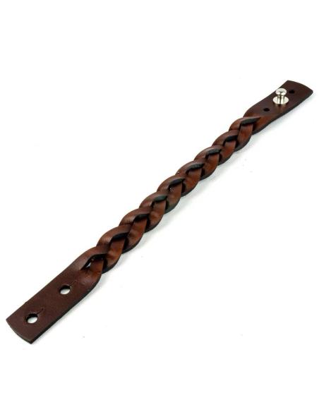 BRACELET EN CUIR TRESSÉ MARRON