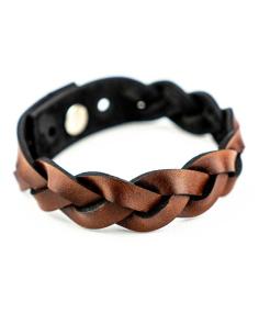Comprar Pulsera Marrón De Cuero Trenzada a precio de oferta