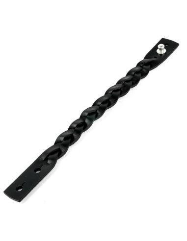BRACELET EN CUIR TRESSÉ NOIR