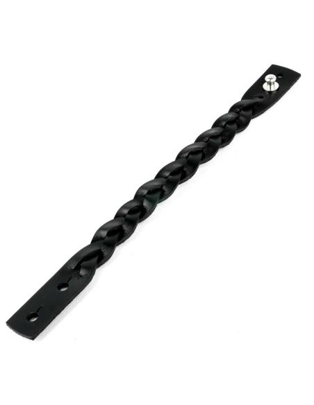Comprar Pulsera Negra De Piel Trenzada a precio de oferta