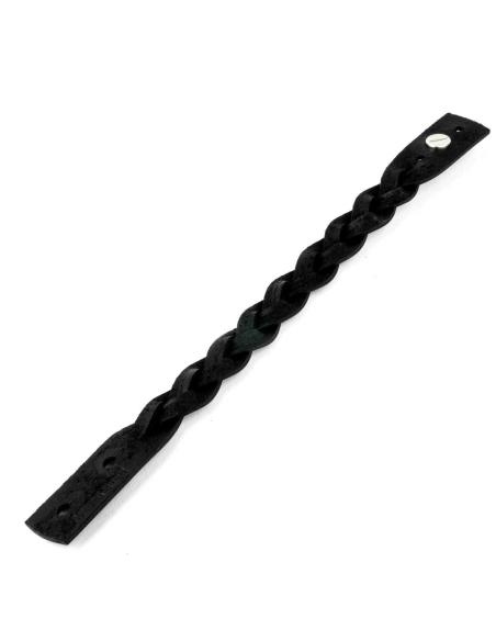 BRACELET EN CUIR TRESSÉ NOIR