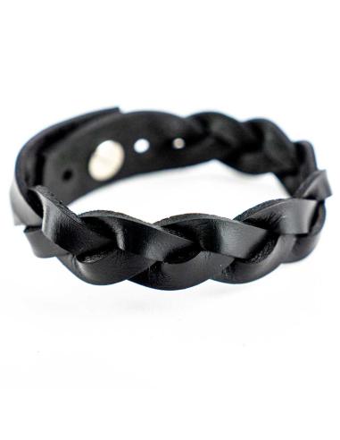 BLACK BRAIDED LEATHER BRACELET