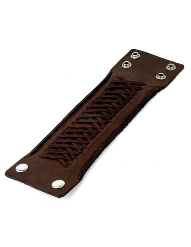 WIDE BRAIDED BROWN LEATHER BRACELET