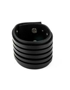 BRACELETE DE COURO PRETO 24X5 CM. COM 5 TIRAS DECORATIVAS 2