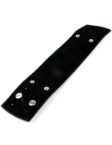 BRACELET EN CUIR NOIR 24X5 CM. AVEC 5 LANIÈRES DÉCORATIVES