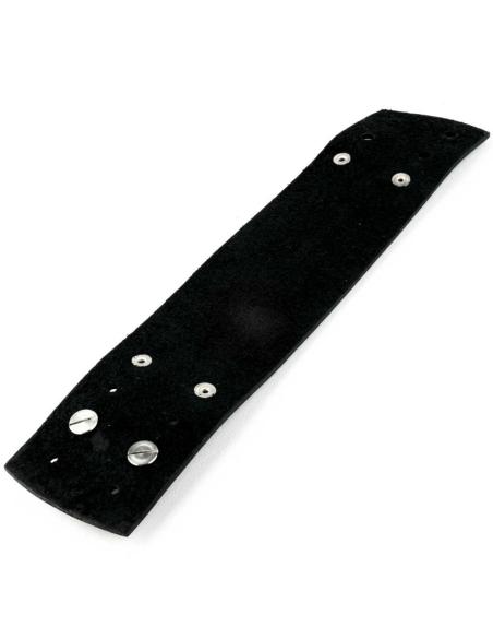 BRACELET EN CUIR NOIR 24X5 CM. AVEC 5 LANIÈRES DÉCORATIVES