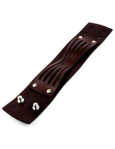 PULSEIRA DE COURO CASTANHO 24X5 CM. COM 5 TIRAS DECORATIVAS 2