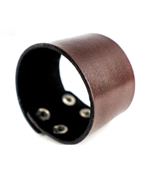 BRACELET EN CUIR BRUN UNI 23X5 CM.