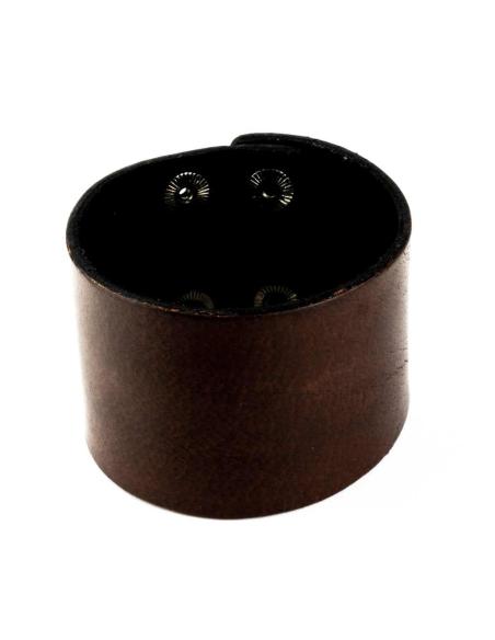 BRACELETE EM COURO CASTANHO LISO 23X5 CM.