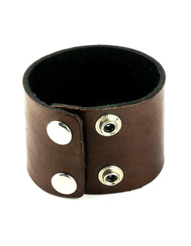 BRACELETE EM COURO CASTANHO LISO 23X5 CM.