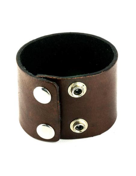 Comprar Pulsera Brazalete De Cuero Marron Liso De 23X5 Cm. a precio de oferta