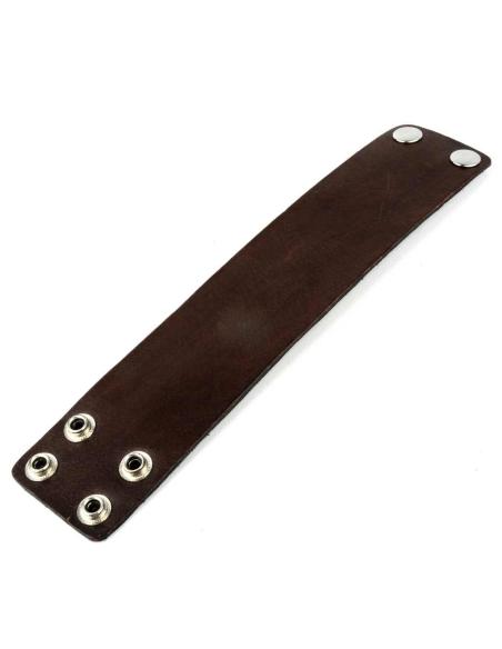 Comprar Pulsera Brazalete De Cuero Marron Liso De 23X5 Cm. a precio de oferta