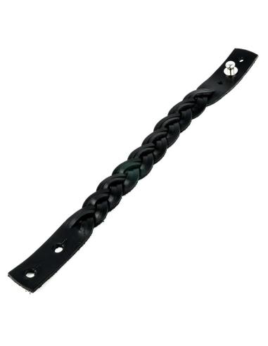 BRAIDED BLACK LEATHER BRACELET OF 24 CM