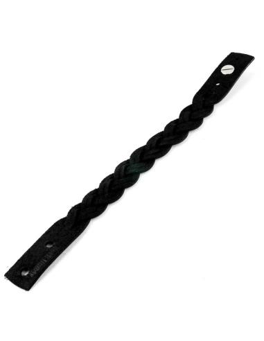 BRAIDED BLACK LEATHER BRACELET OF 24 CM