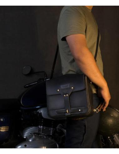 Bolsa De Couro Preta Mensageiro Trip Machine | Preço Promocional