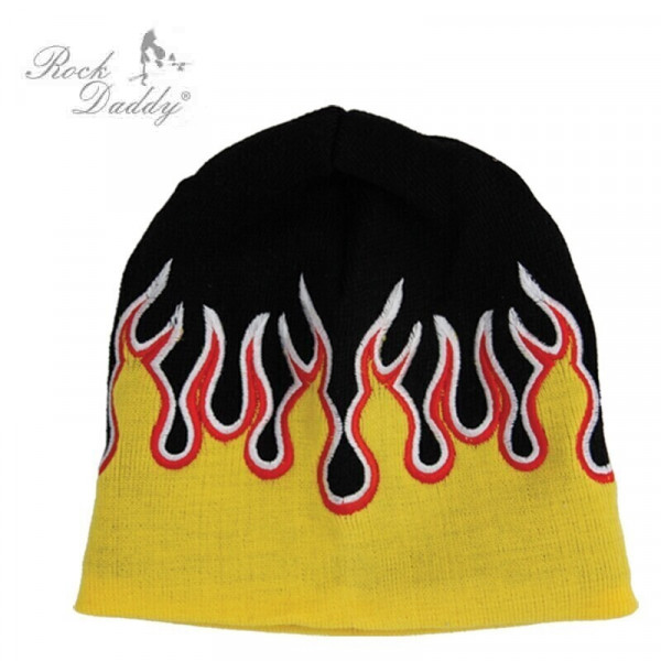 WOOL HAT KNITTED WITH FLAMES